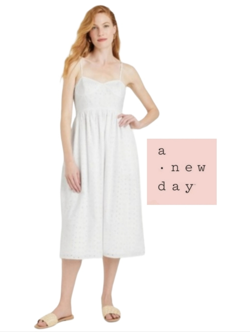 Eyelet Cotton White Midi by A New Day